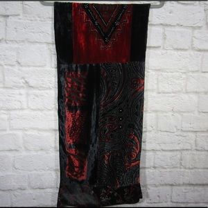 Velvet and satin black and red wrap/scarf
